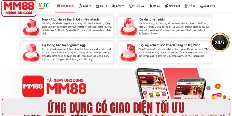 Ứng dụng có giao diện tối ưu